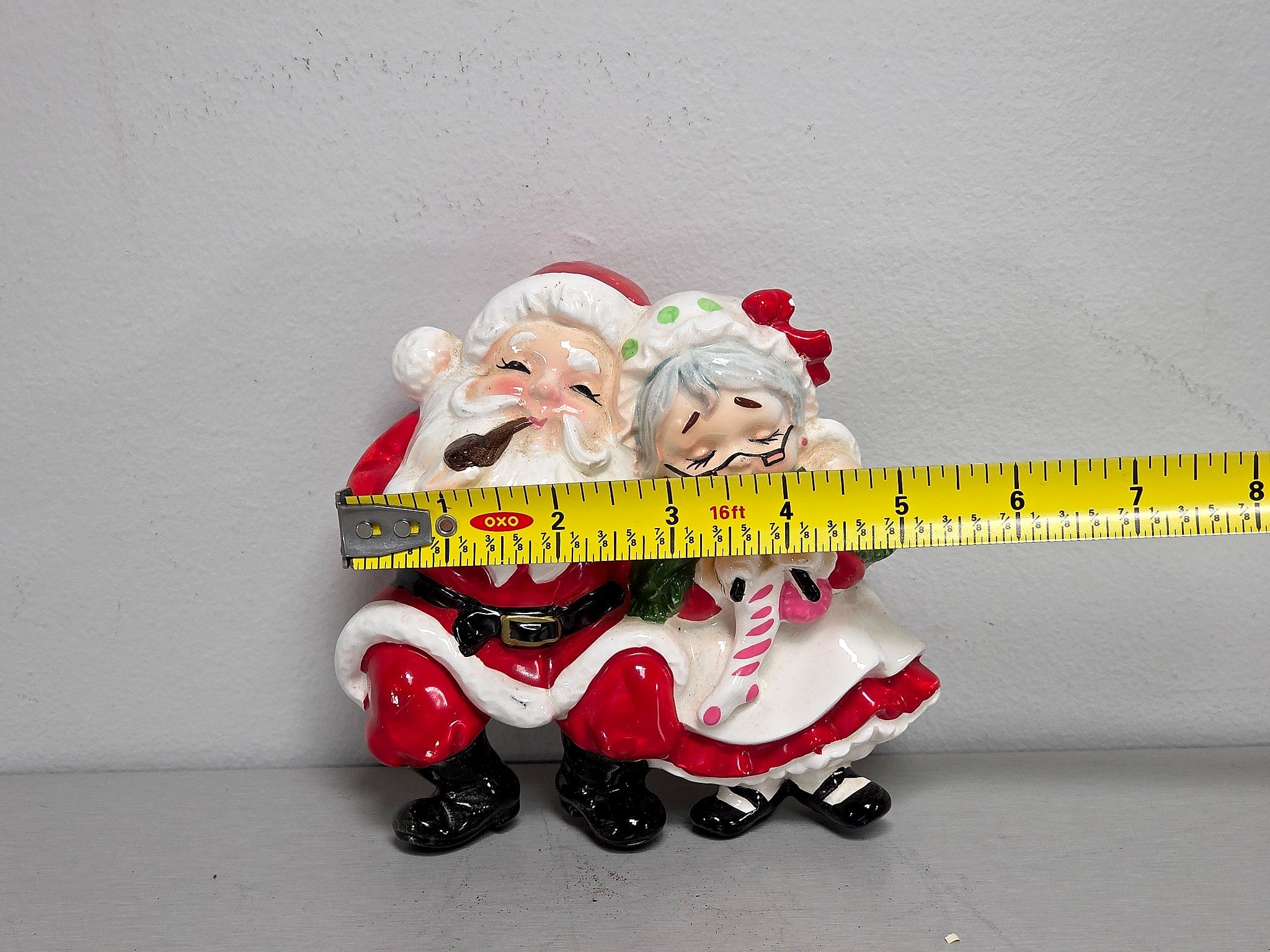 Japan Ceramic Santa Mrs Claus Candle Holder Figurine 1960s